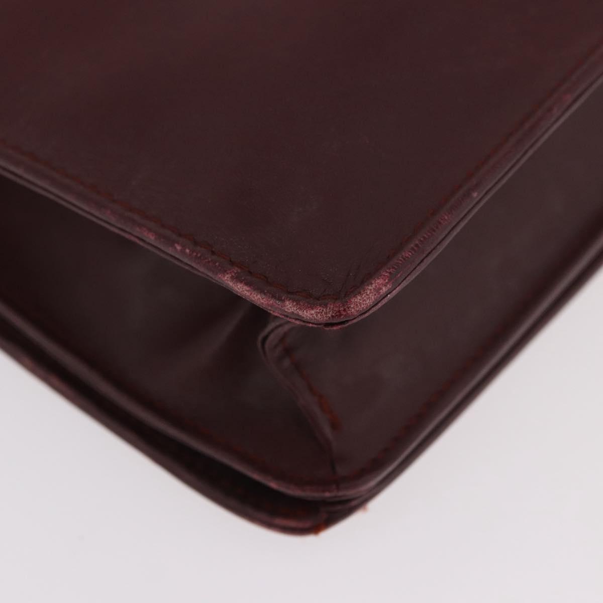 CARTIER Must Line Business Bag Leather Bordeaux Gold Auth gh2171