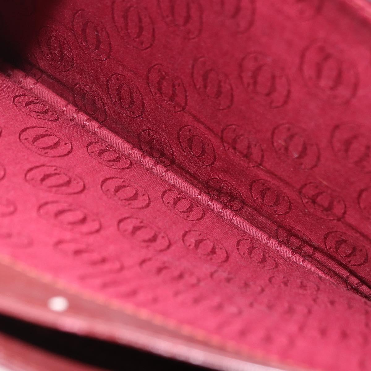 CARTIER Must Line Business Bag Leather Bordeaux Gold Auth gh2171