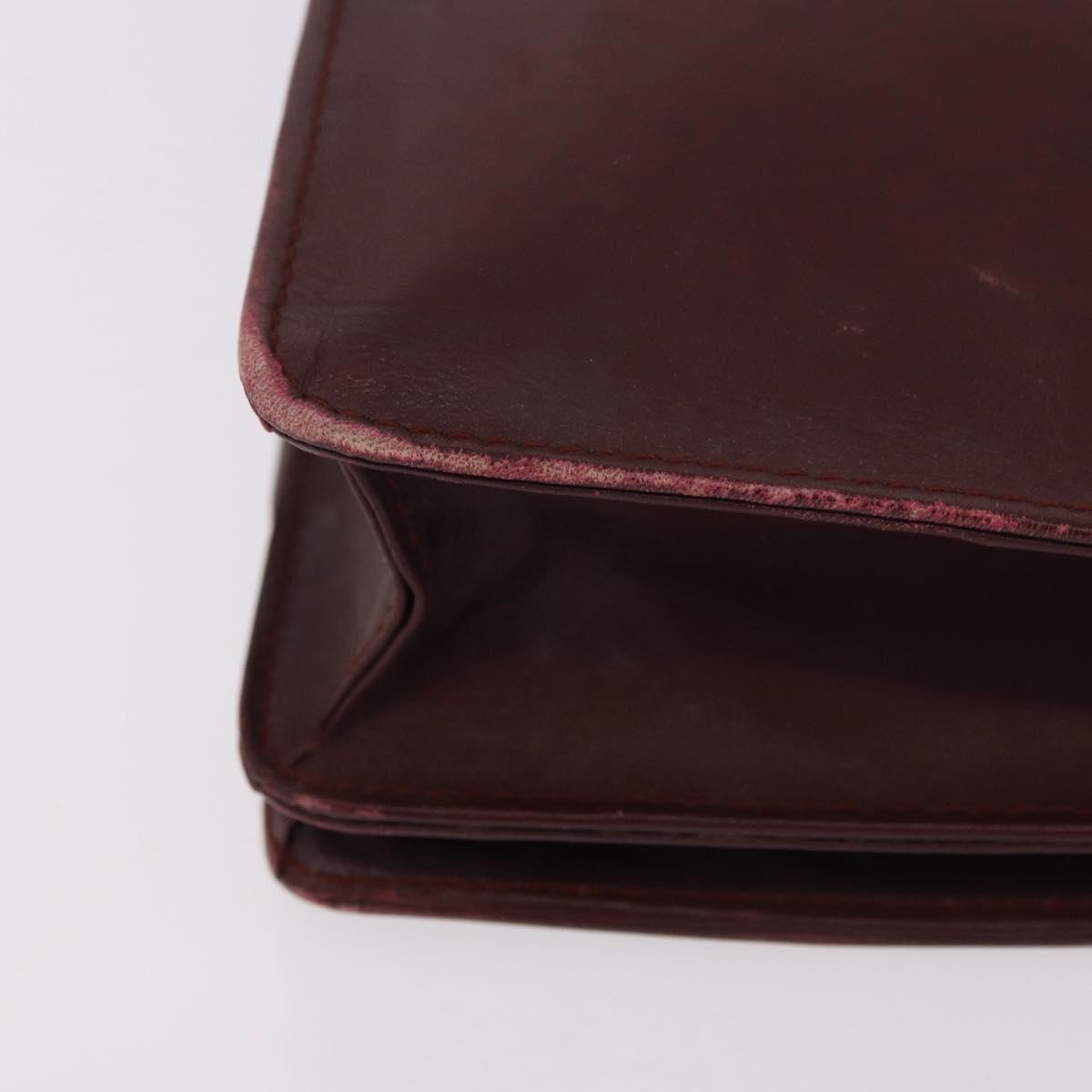 CARTIER Must Line Business Bag Leather Bordeaux Gold Auth gh2171