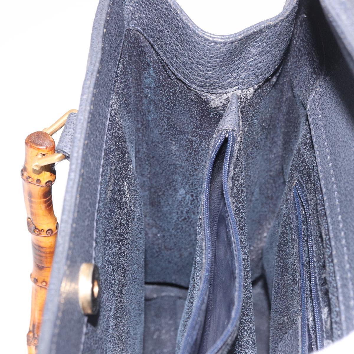 GUCCI Bamboo Tote Bag Suede Navy Gold 002 2853 0260 0 Auth gh2172