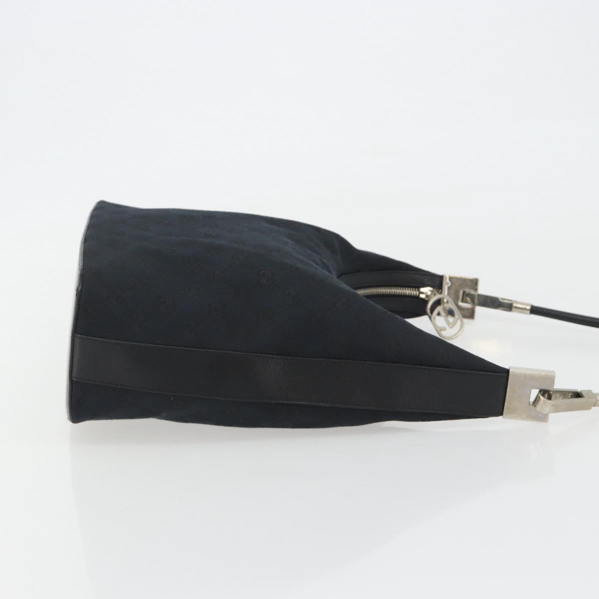 GUCCI GG Canvas Shoulder Bag Black Silver 001 3814 3754 Auth gh2173