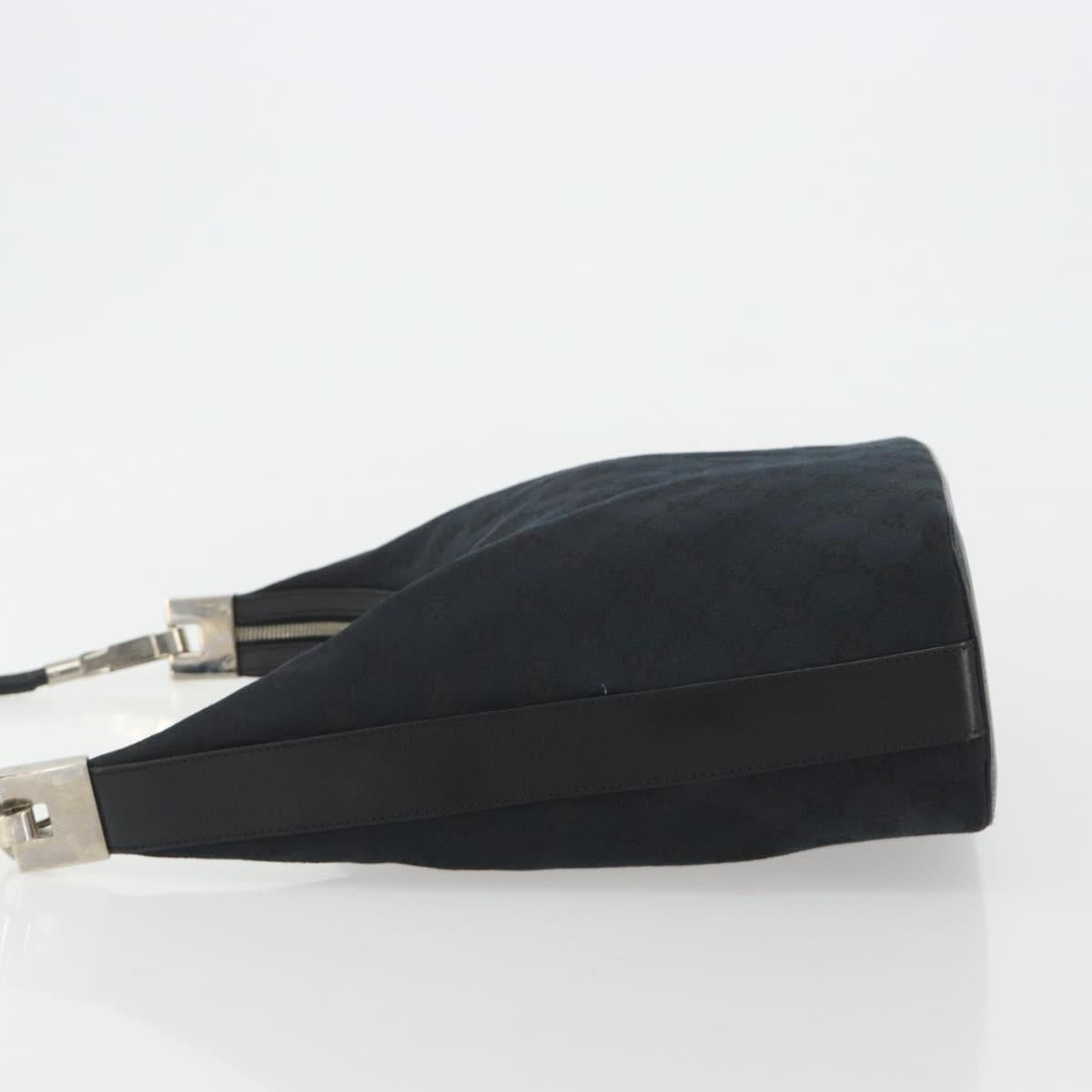GUCCI GG Canvas Shoulder Bag Black Silver 001 3814 3754 Auth gh2173