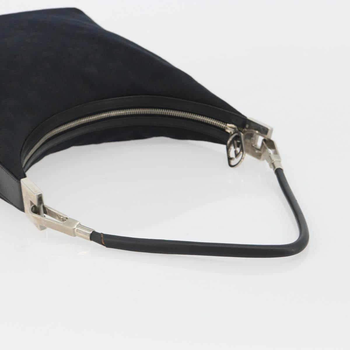 GUCCI GG Canvas Shoulder Bag Black Silver 001 3814 3754 Auth gh2173