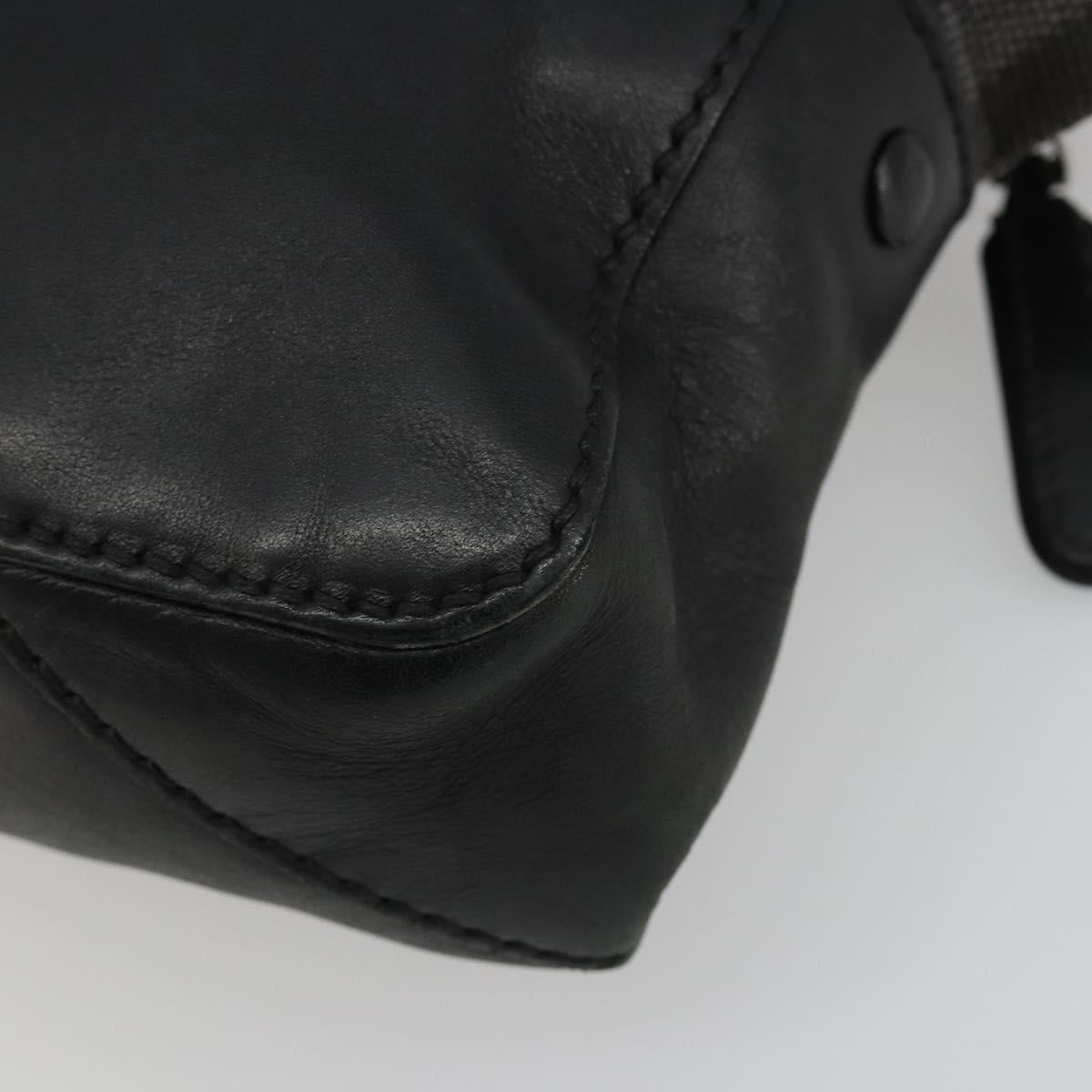 GUCCI Shoulder Bag Leather Black Silver Auth gh2174