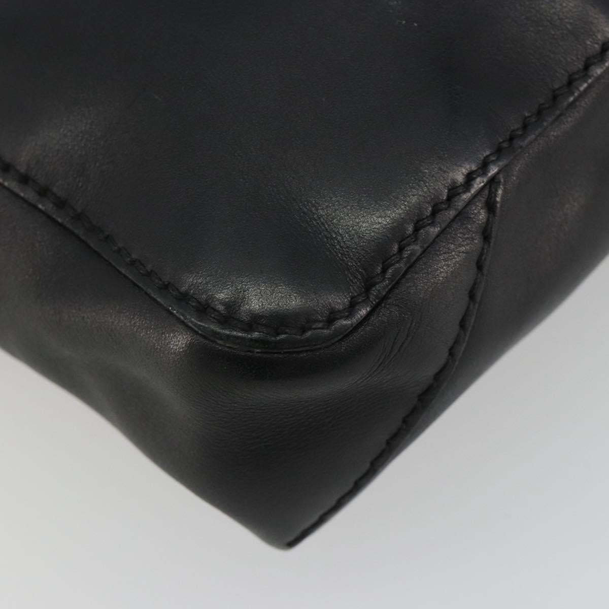 GUCCI Shoulder Bag Leather Black Silver Auth gh2174