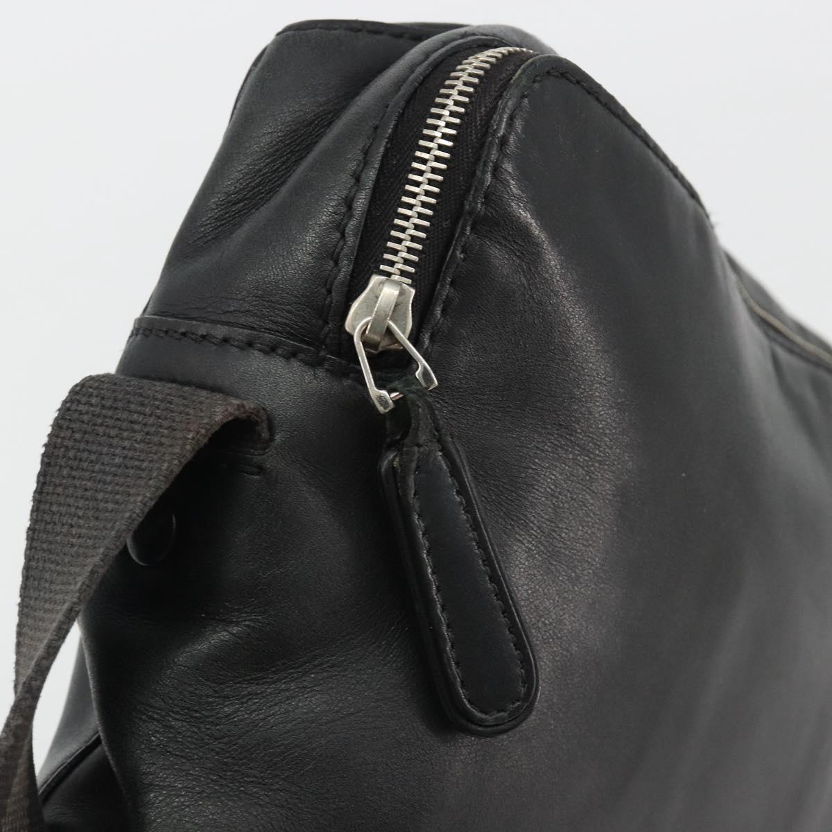 GUCCI Shoulder Bag Leather Black Silver Auth gh2174