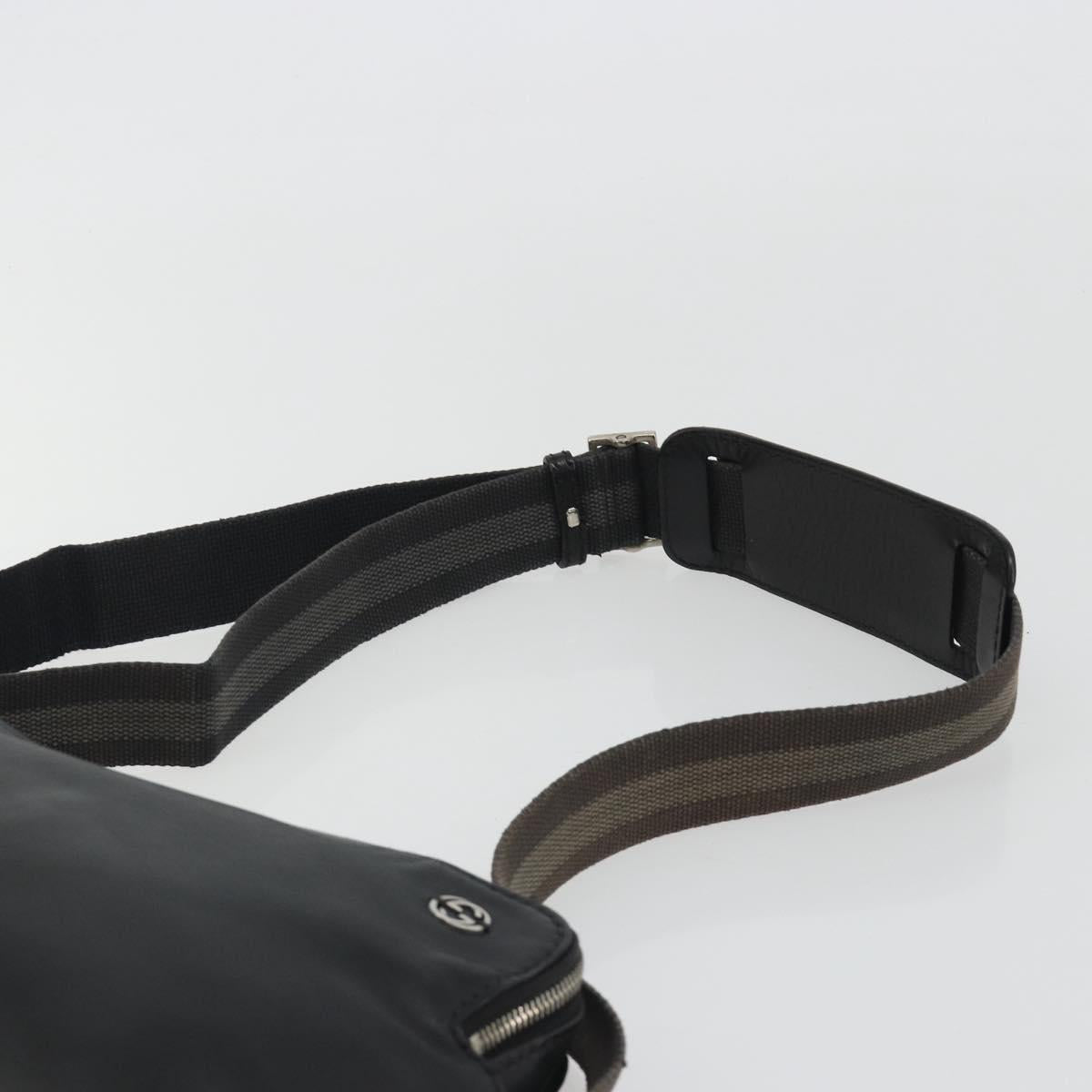 GUCCI Shoulder Bag Leather Black Silver Auth gh2174