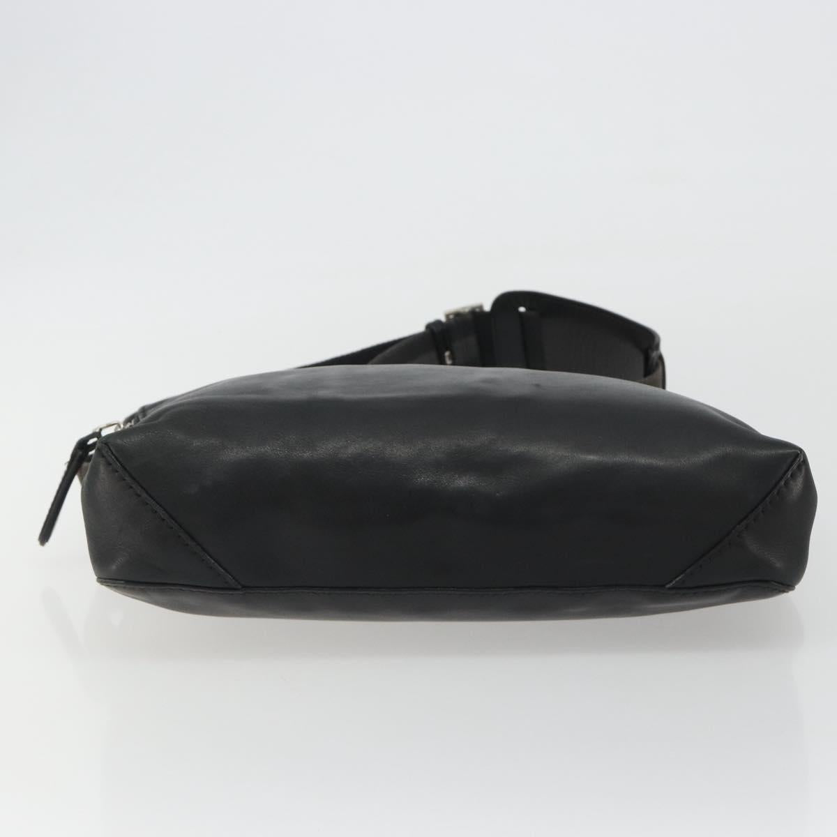 GUCCI Shoulder Bag Leather Black Silver Auth gh2174