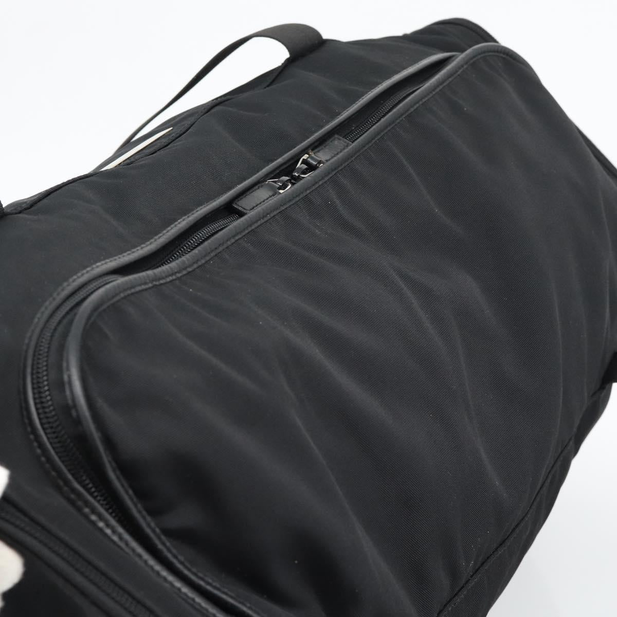 GUCCI Boston Bag Canvas Black Silver Auth gh2175