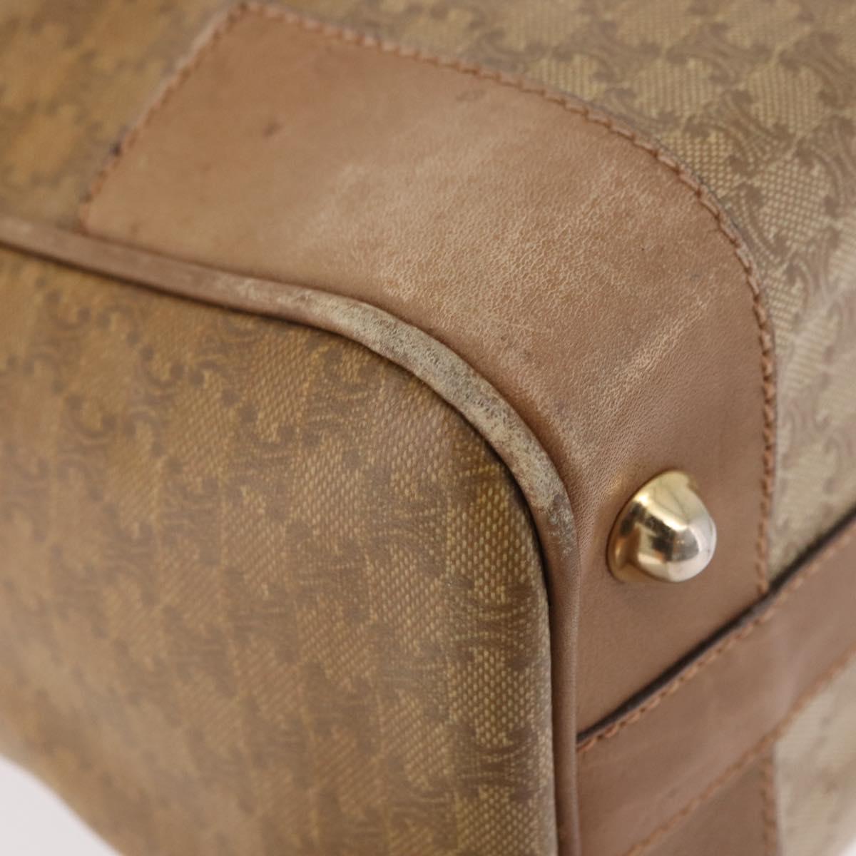 CELINE Macadam Canvas Hand Bag PVC Beige Gold Auth gh2177