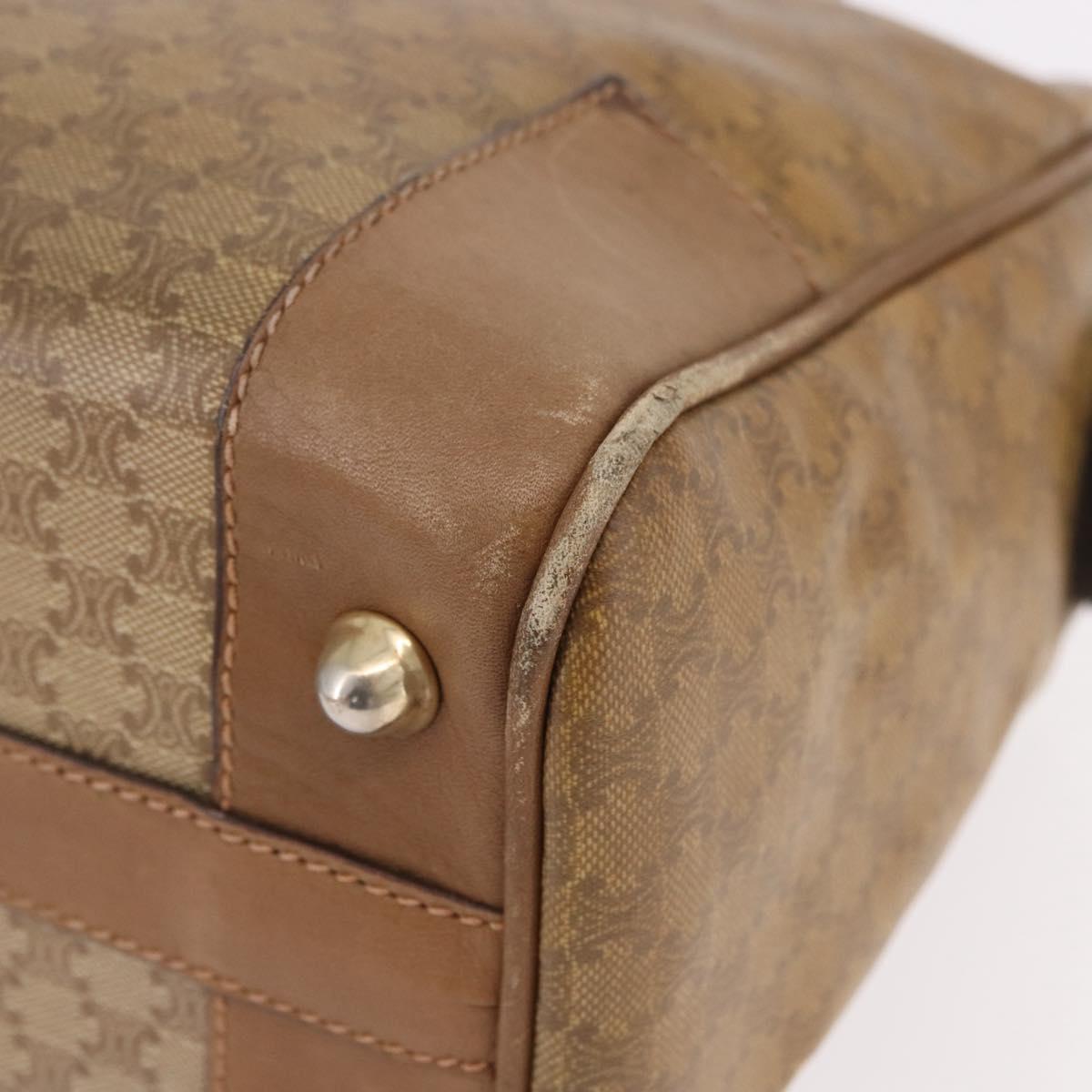 CELINE Macadam Canvas Hand Bag PVC Beige Gold Auth gh2177