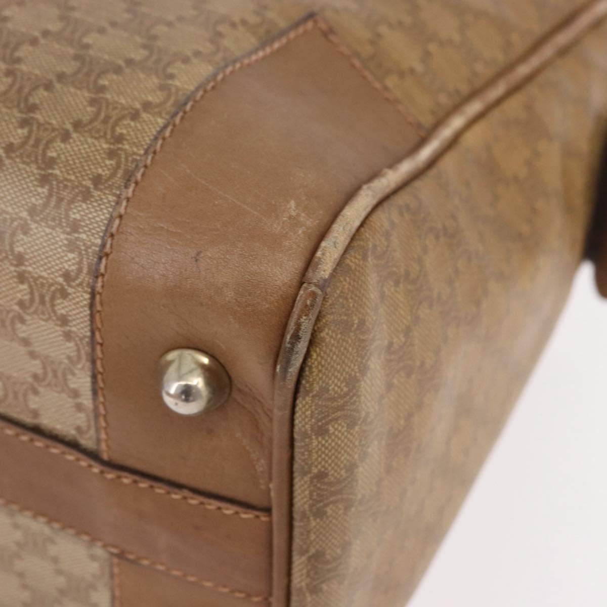 CELINE Macadam Canvas Hand Bag PVC Beige Gold Auth gh2177