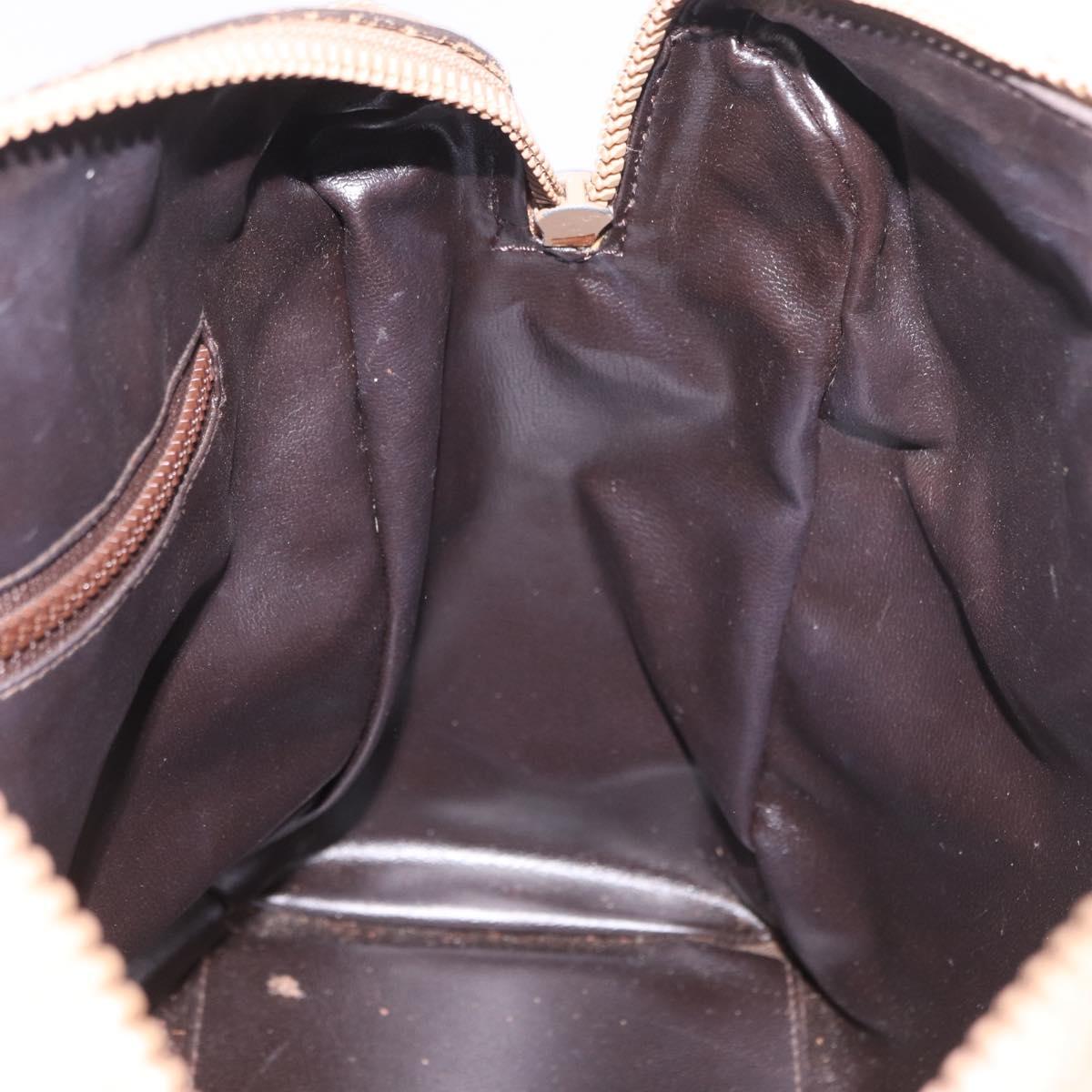 CELINE Macadam Canvas Hand Bag PVC Beige Gold Auth gh2177