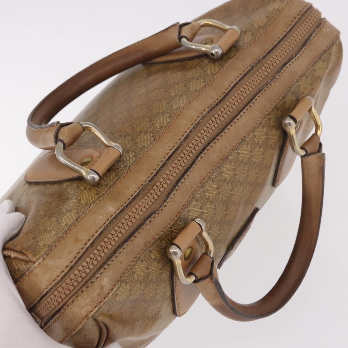 CELINE Macadam Canvas Hand Bag PVC Beige Gold Auth gh2177