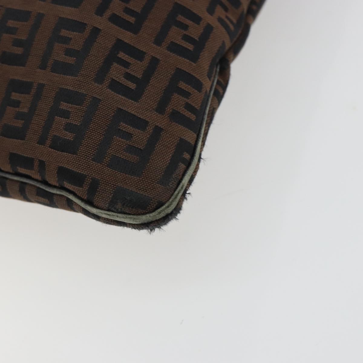 FENDI Zucchino Canvas Shoulder Bag Brown Auth gh2178