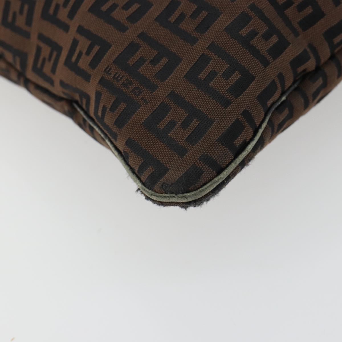 FENDI Zucchino Canvas Shoulder Bag Brown Auth gh2178