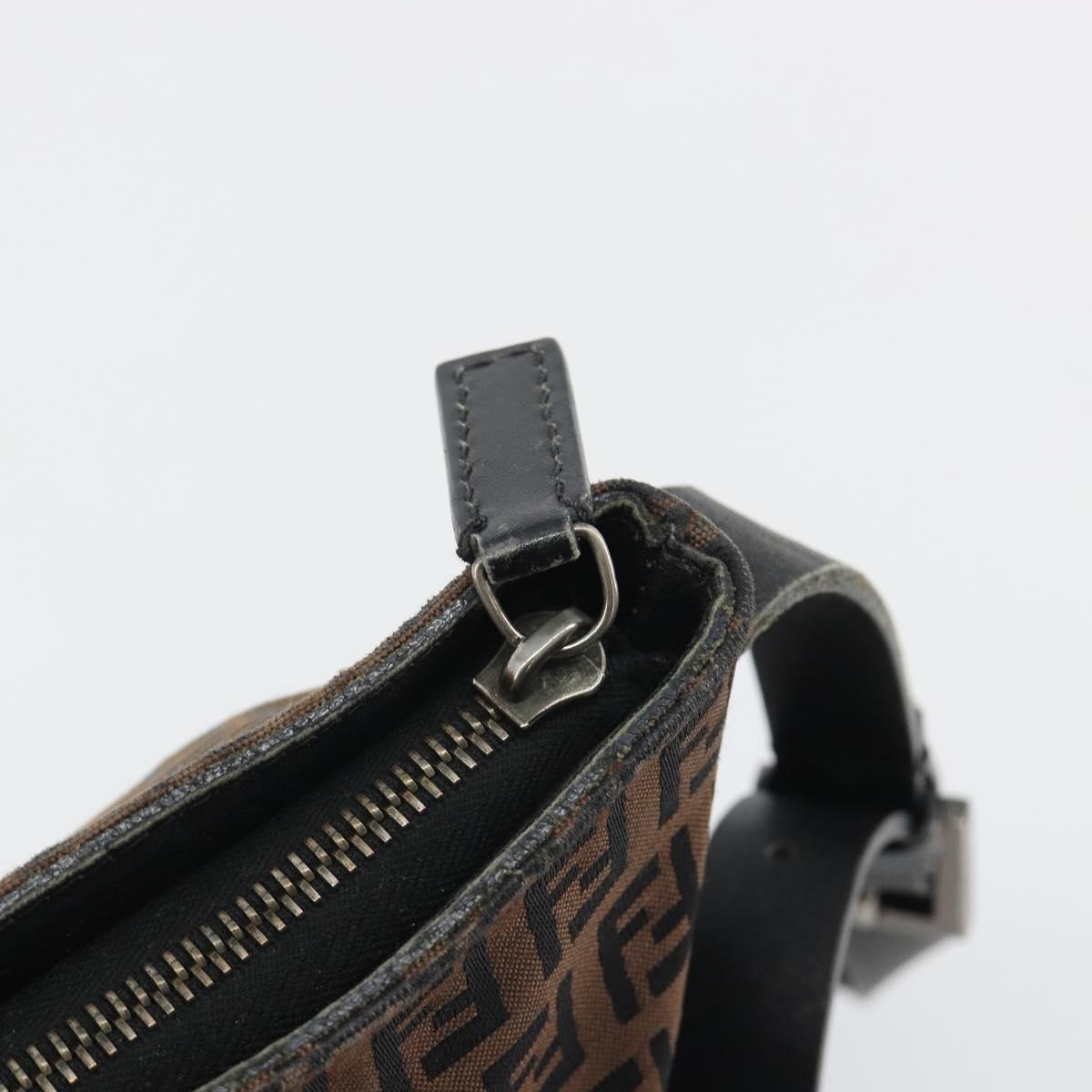 FENDI Zucchino Canvas Shoulder Bag Brown Auth gh2178