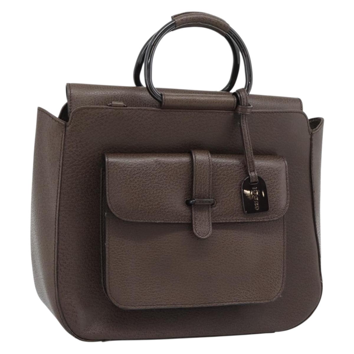 GUCCI Hand Bag Leather Brown 000 2058 0307 Auth gh2184