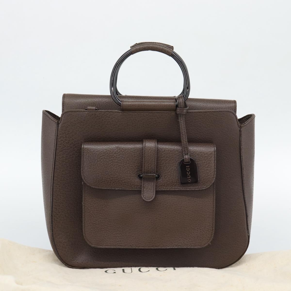 GUCCI Hand Bag Leather Brown 000 2058 0307 Auth gh2184