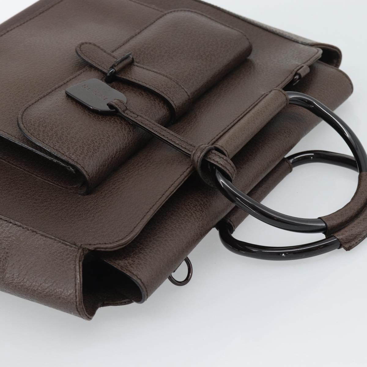 GUCCI Hand Bag Leather Brown 000 2058 0307 Auth gh2184