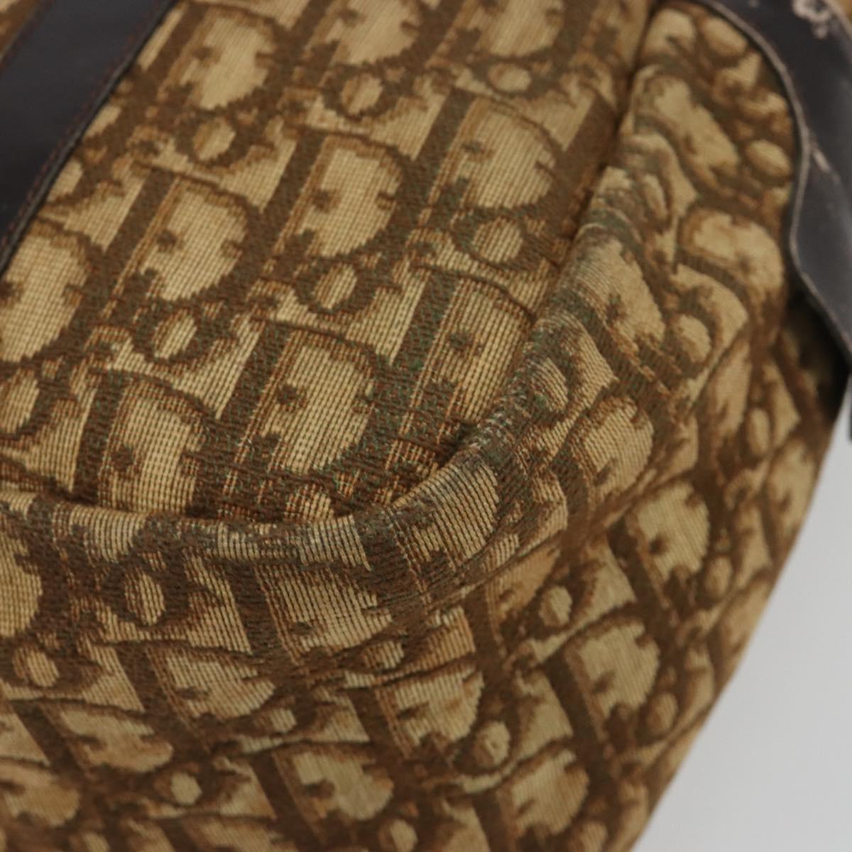 Christian Dior Trotter Canvas Hand Bag Brown Gold Auth gh2185