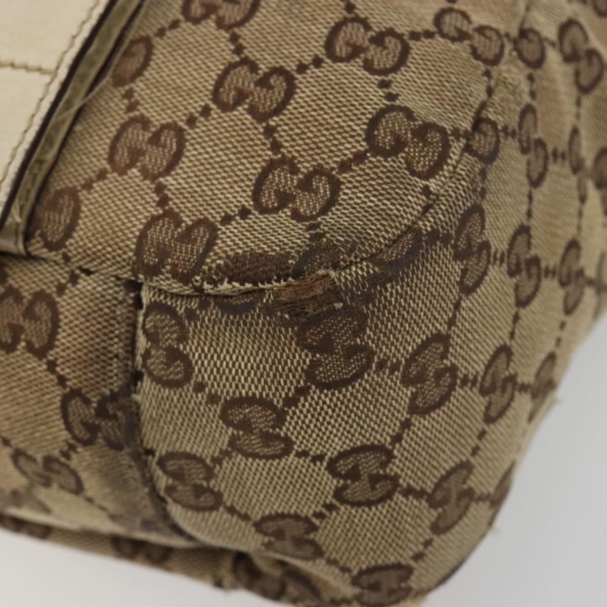 GUCCI GG Canvas Shoulder Bag Beige Silver 145859 Auth gh2186