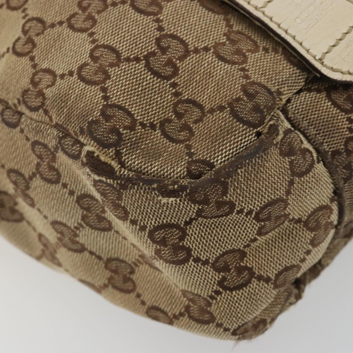 GUCCI GG Canvas Shoulder Bag Beige Silver 145859 Auth gh2186
