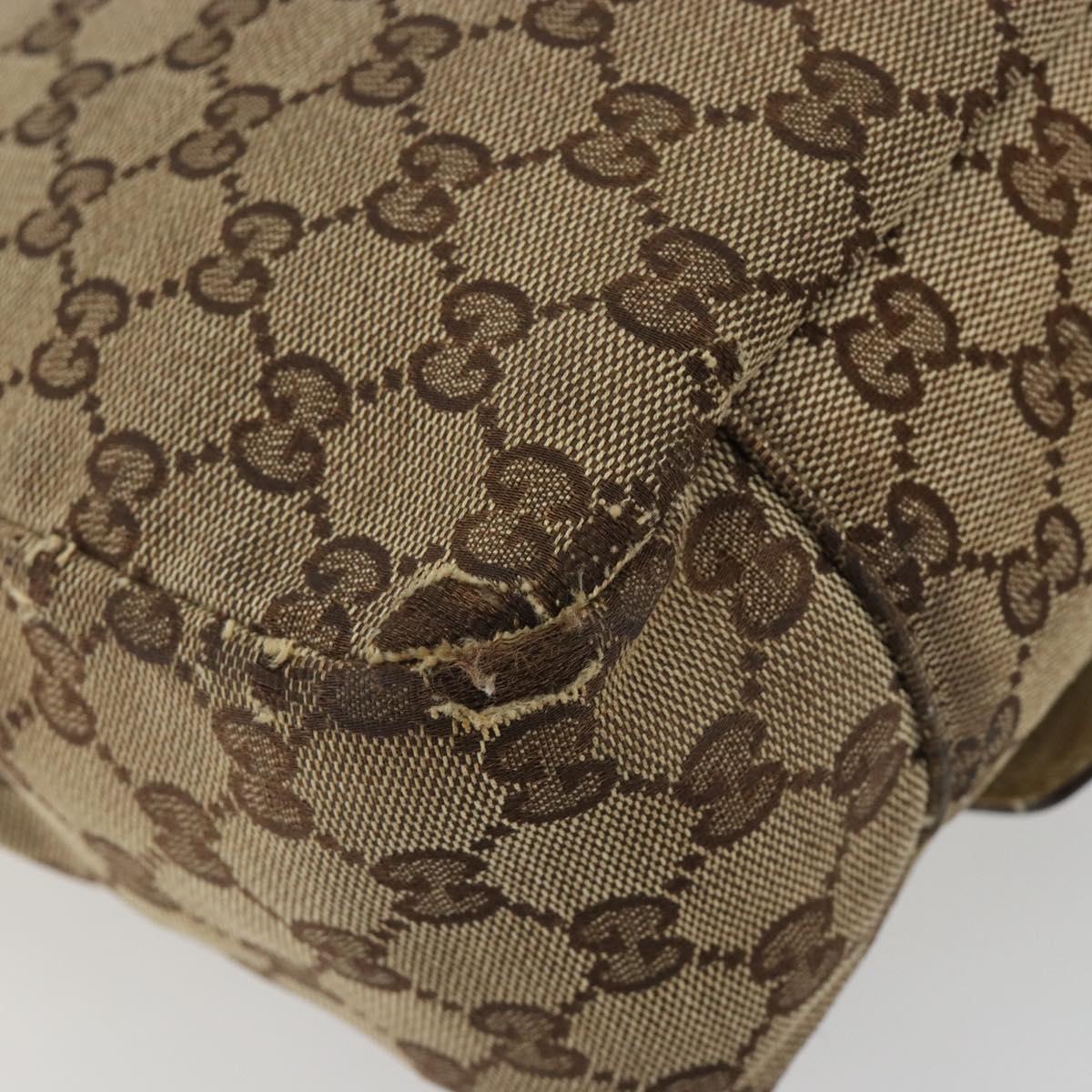 GUCCI GG Canvas Shoulder Bag Beige Silver 145859 Auth gh2186