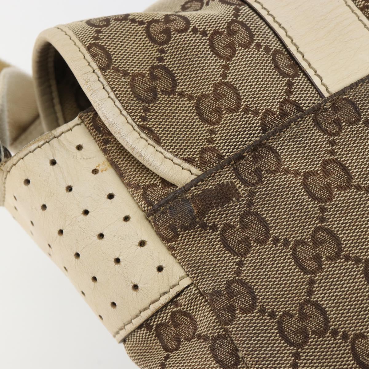 GUCCI GG Canvas Shoulder Bag Beige Silver 145859 Auth gh2186