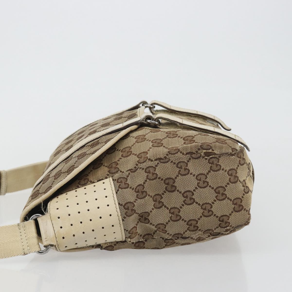 GUCCI GG Canvas Shoulder Bag Beige Silver 145859 Auth gh2186
