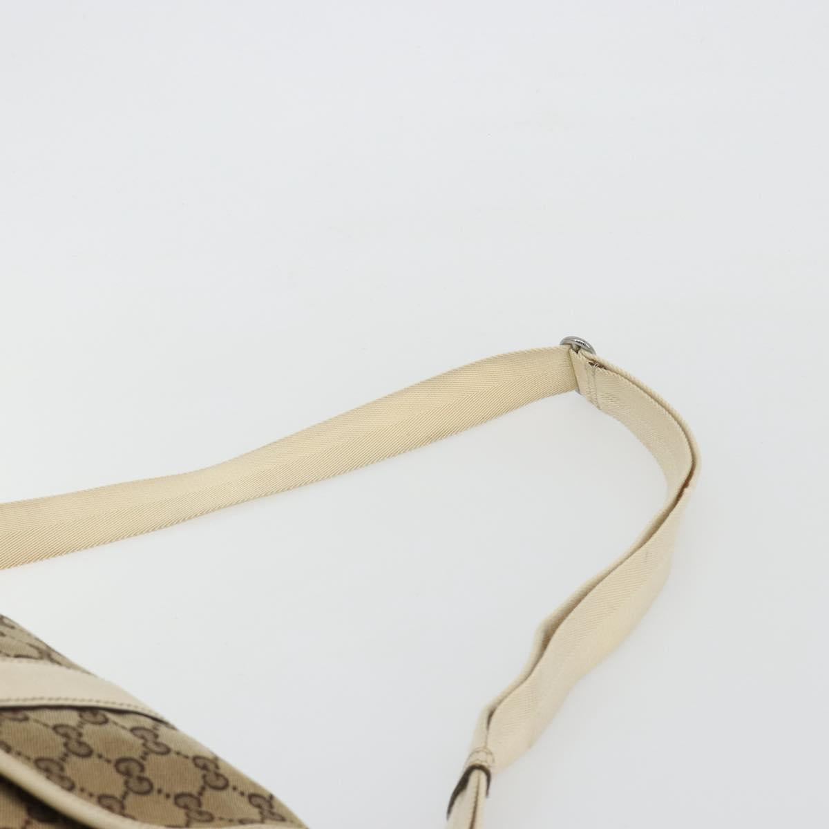 GUCCI GG Canvas Shoulder Bag Beige Silver 145859 Auth gh2186
