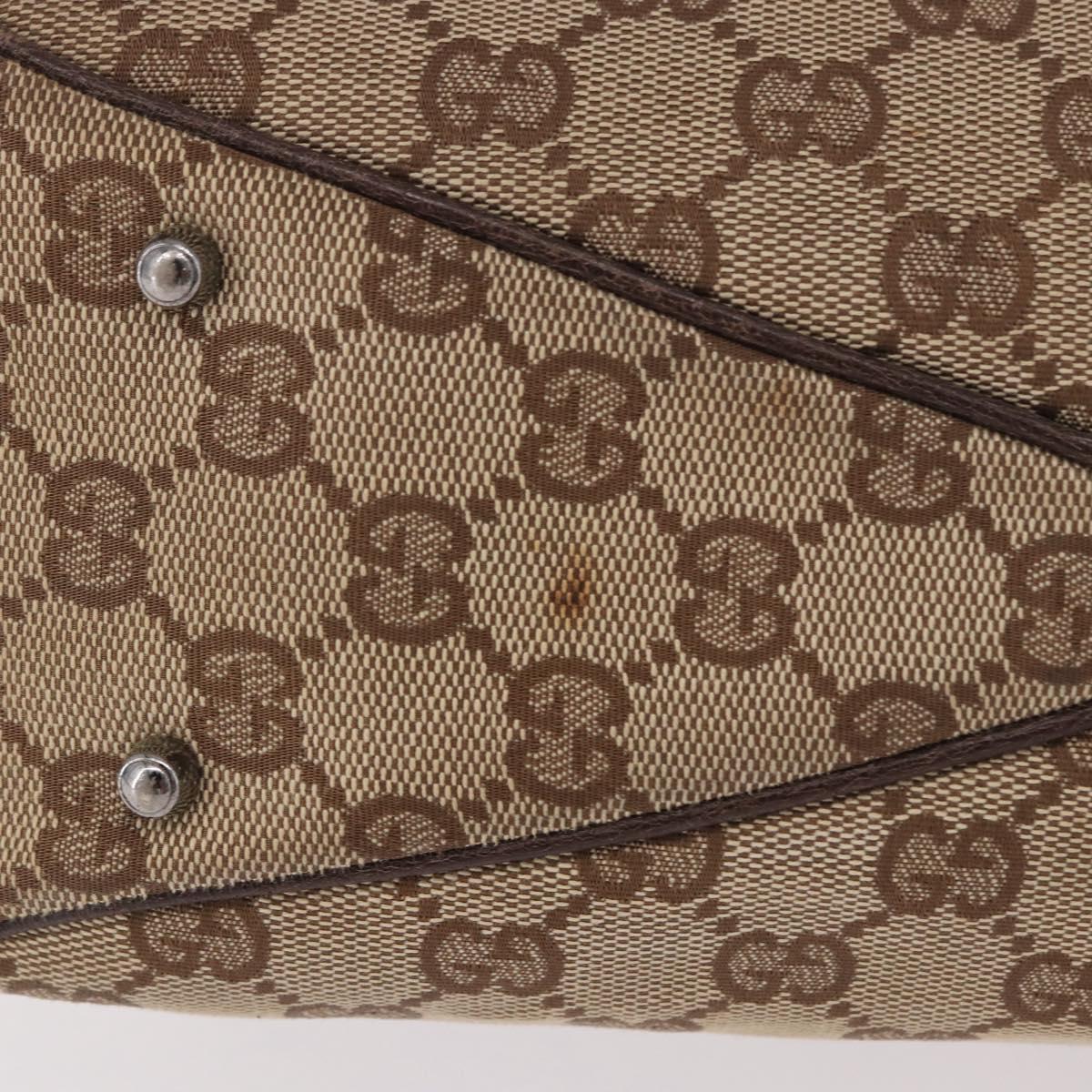 GUCCI GG Canvas Hand Bag Beige Silver 113019 Auth gh2187