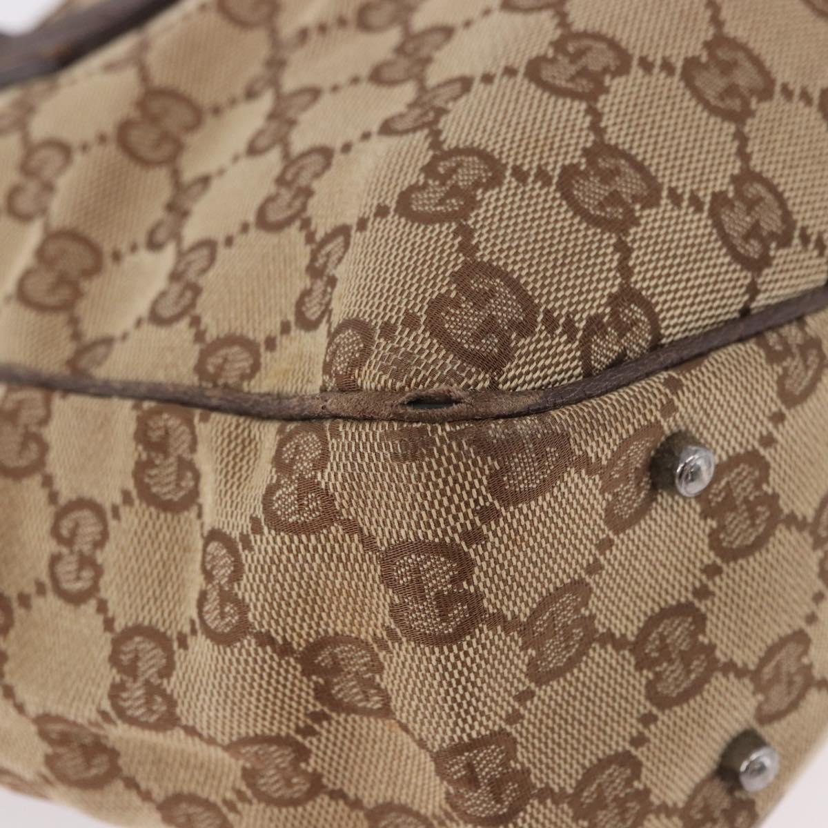 GUCCI GG Canvas Hand Bag Beige Silver 113019 Auth gh2187