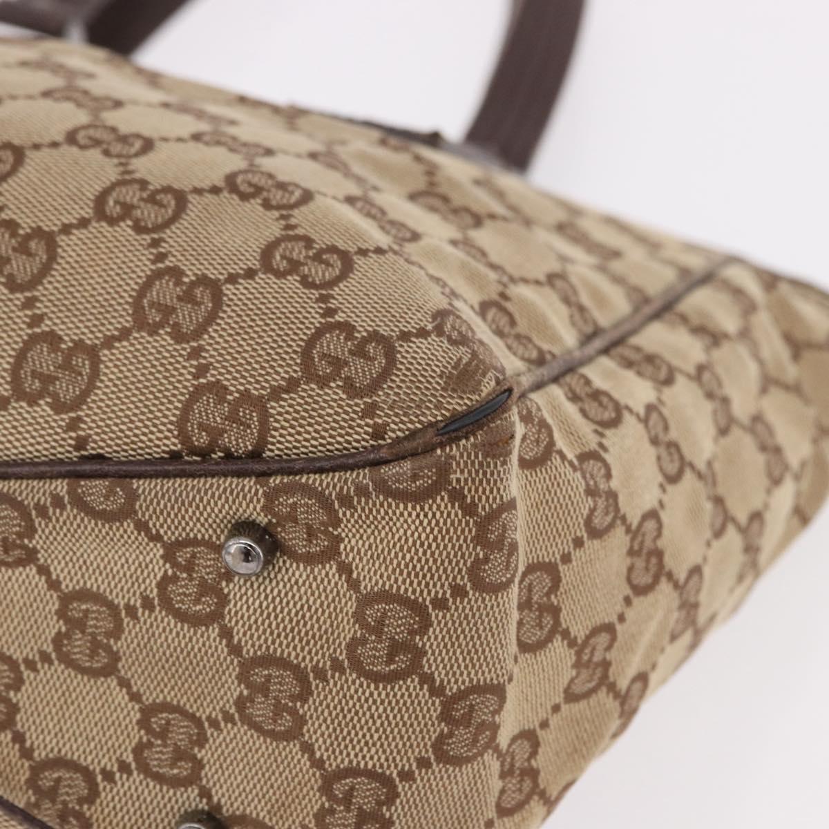 GUCCI GG Canvas Hand Bag Beige Silver 113019 Auth gh2187