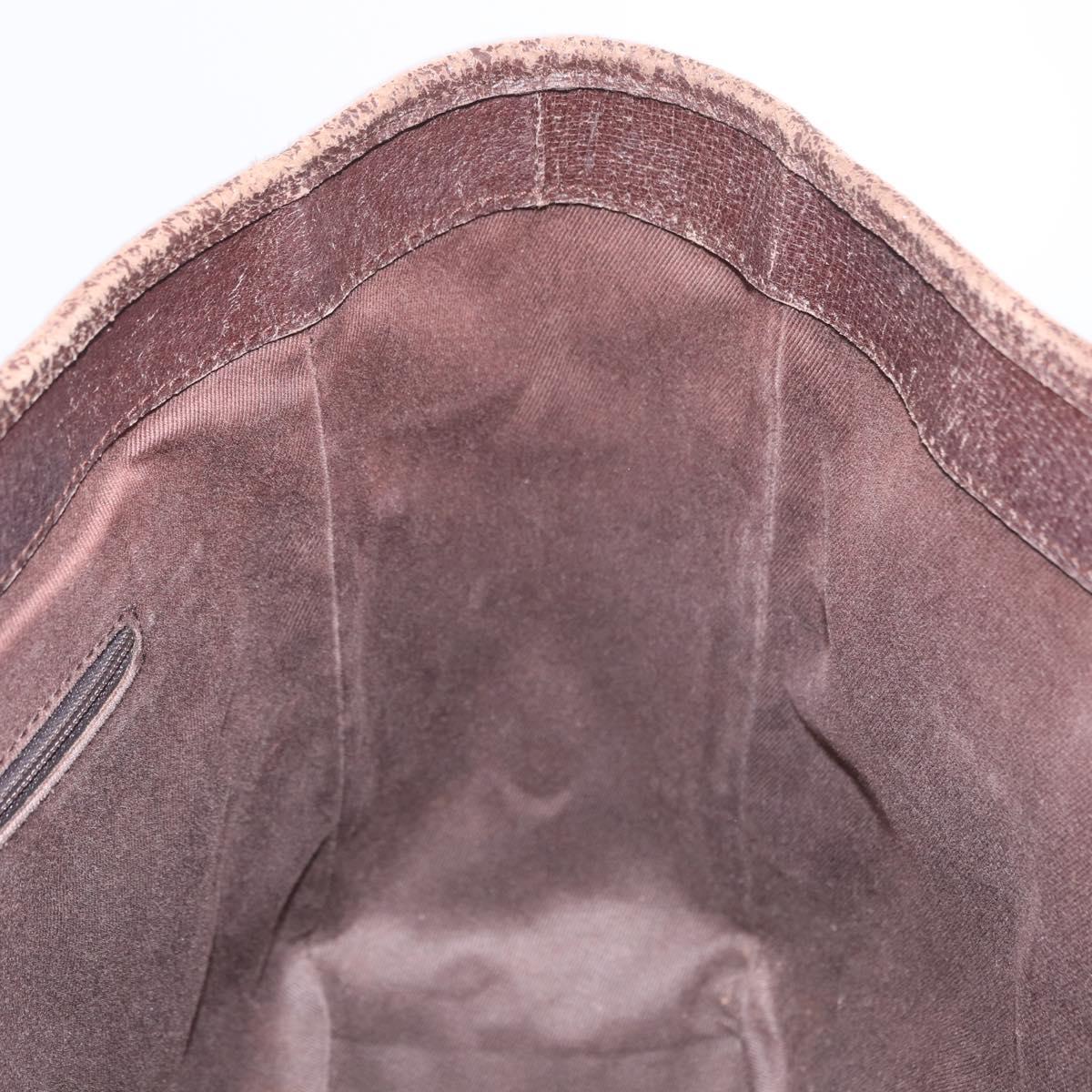 GUCCI GG Canvas Hand Bag Beige Silver 113019 Auth gh2187