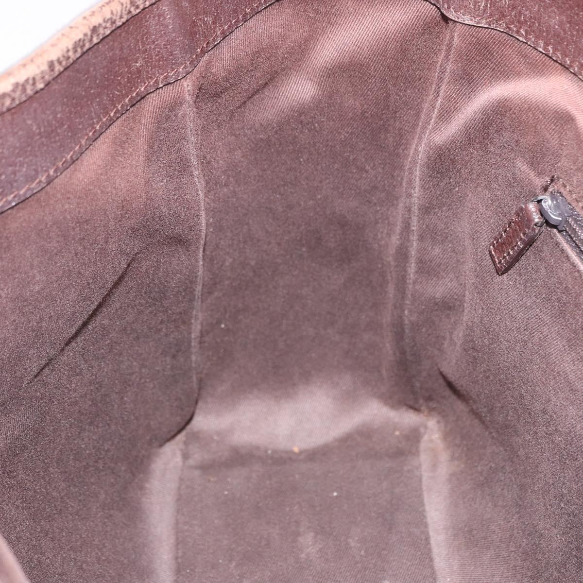 GUCCI GG Canvas Hand Bag Beige Silver 113019 Auth gh2187
