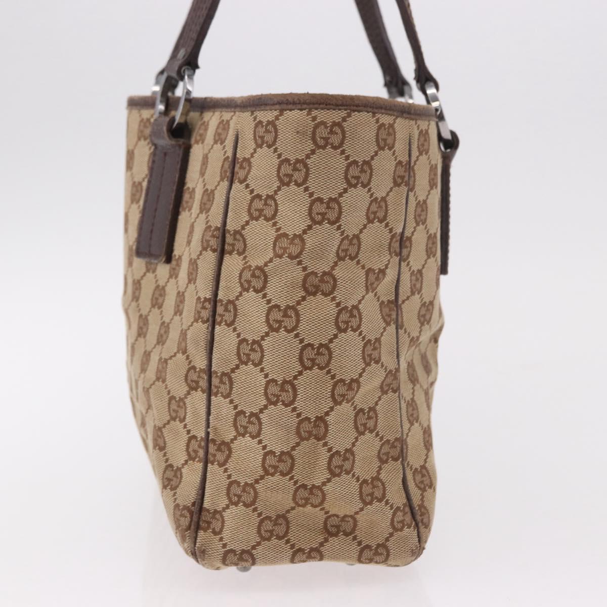 GUCCI GG Canvas Hand Bag Beige Silver 113019 Auth gh2187