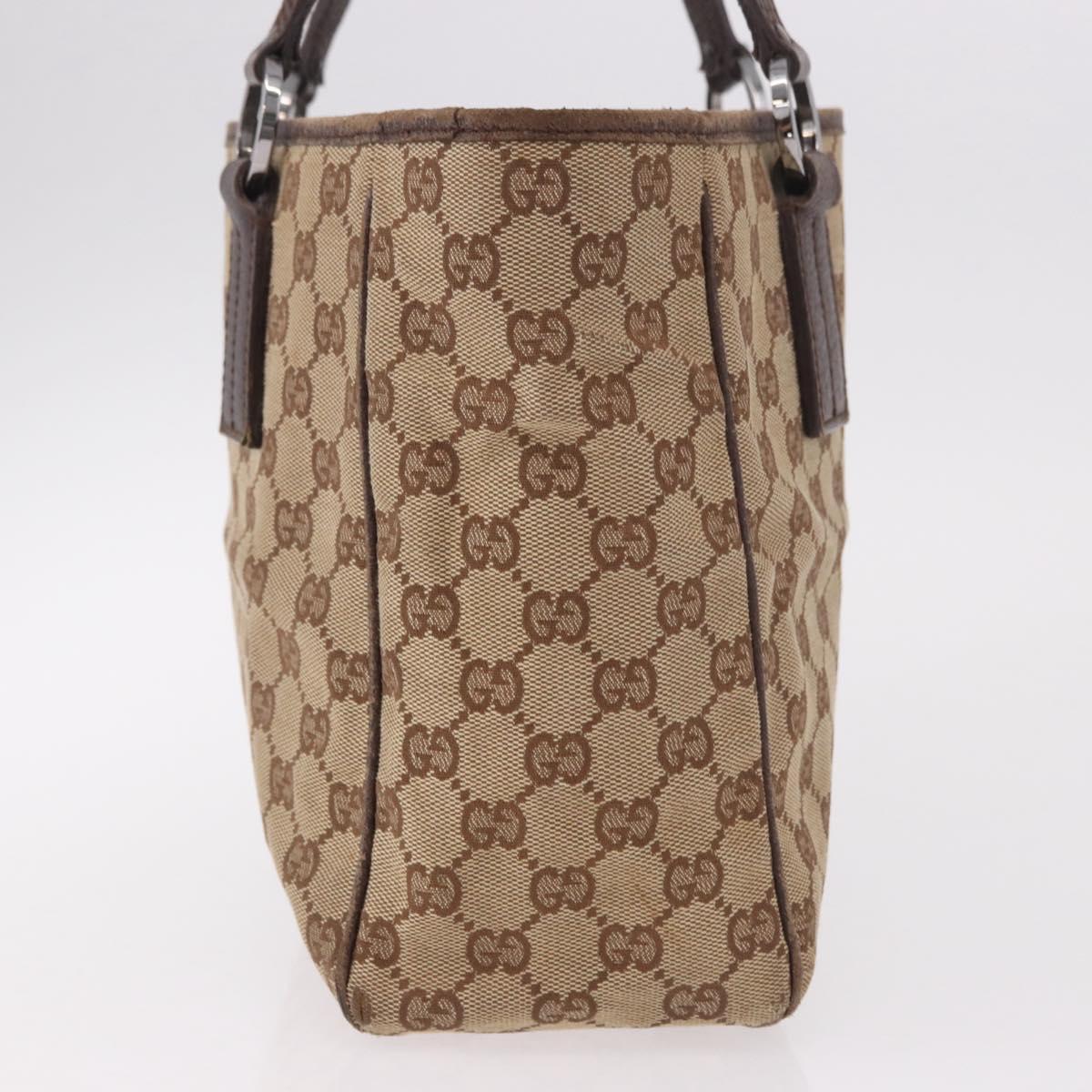 GUCCI GG Canvas Hand Bag Beige Silver 113019 Auth gh2187