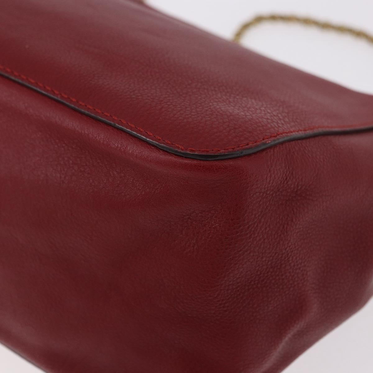Chloe Elsie Hand Bag Leather Red Gold Auth gh2189A