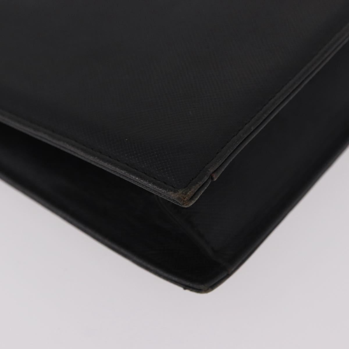 SAINT LAURENT Clutch Bag Leather Black Gold Auth gh2190
