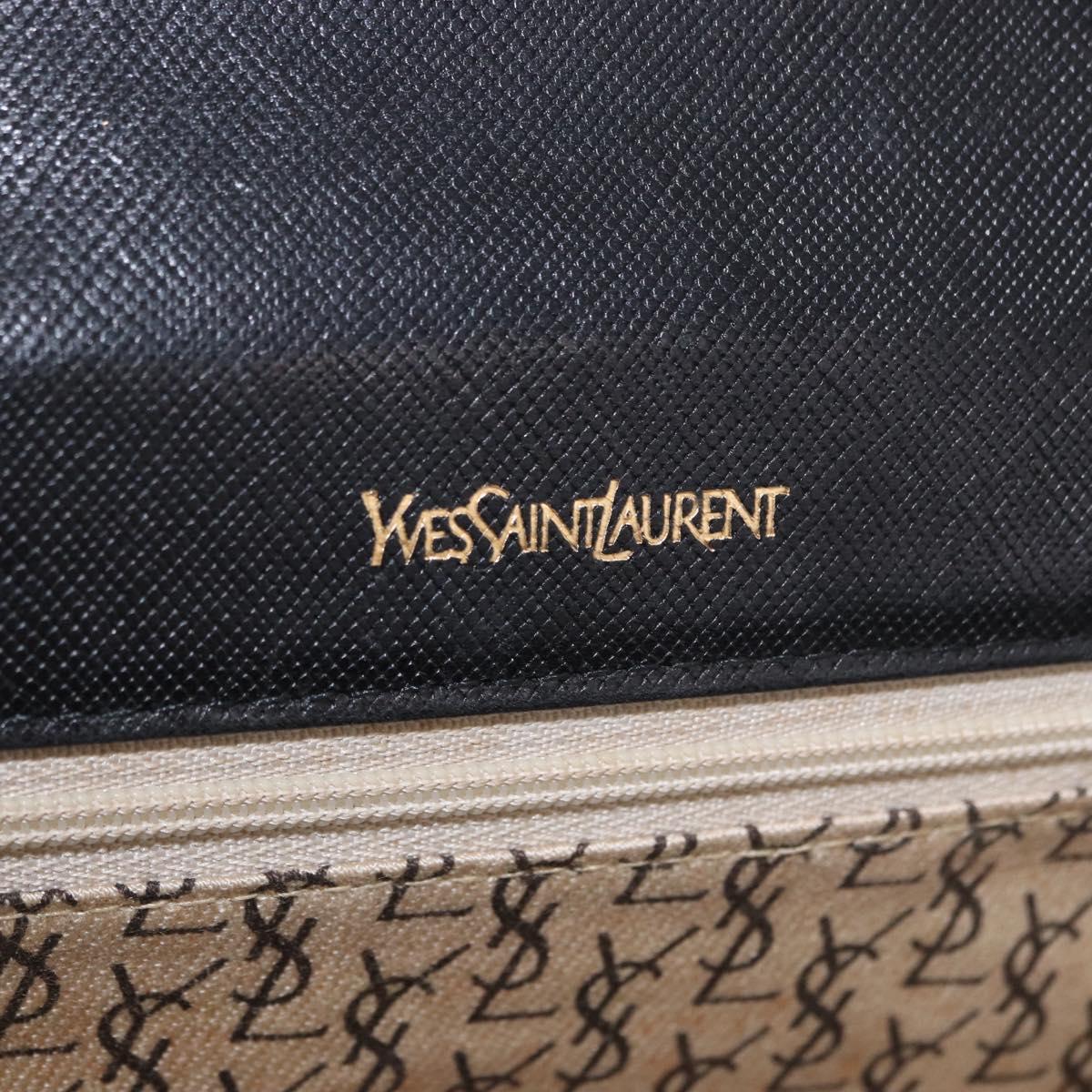 SAINT LAURENT Clutch Bag Leather Black Gold Auth gh2190