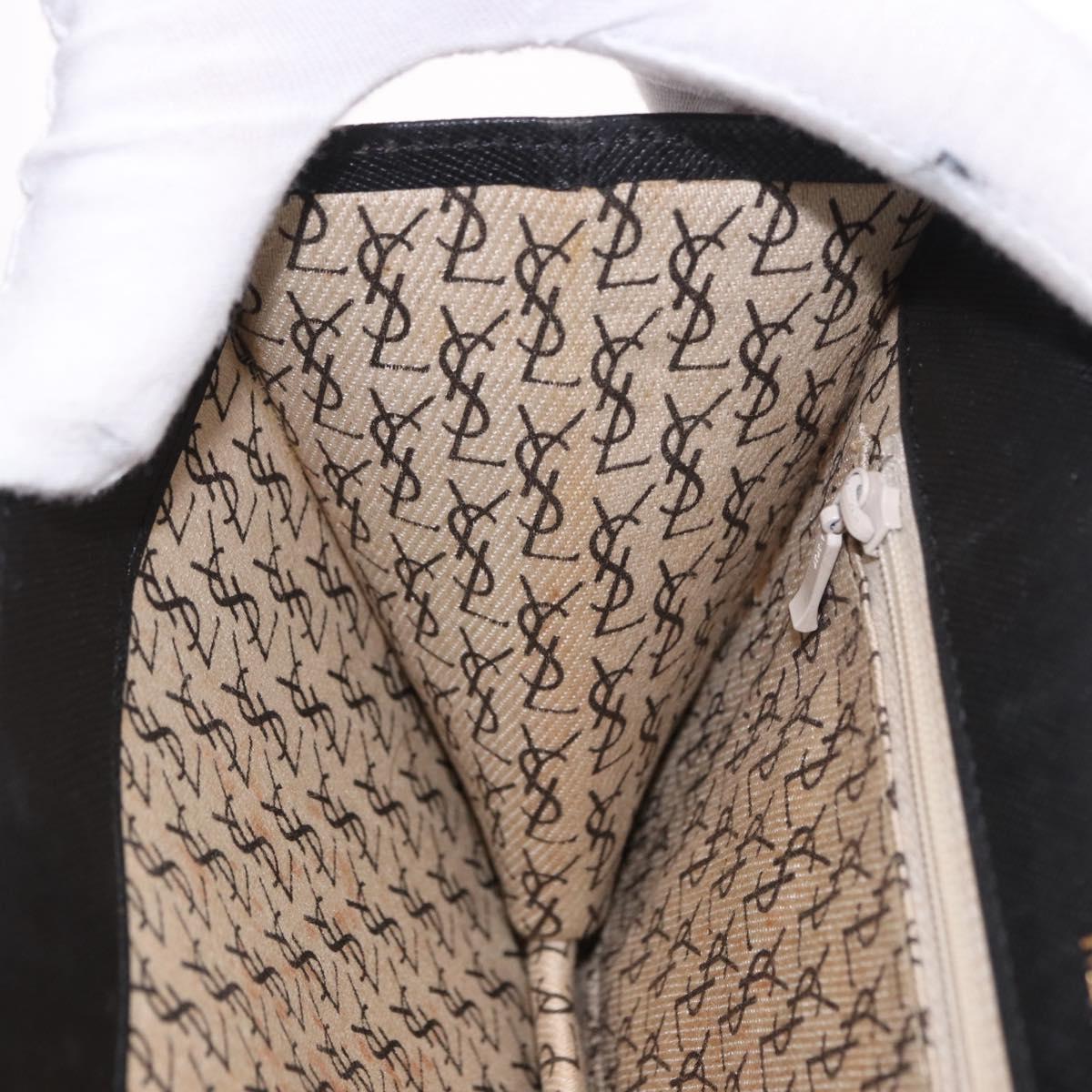 SAINT LAURENT Clutch Bag Leather Black Gold Auth gh2190