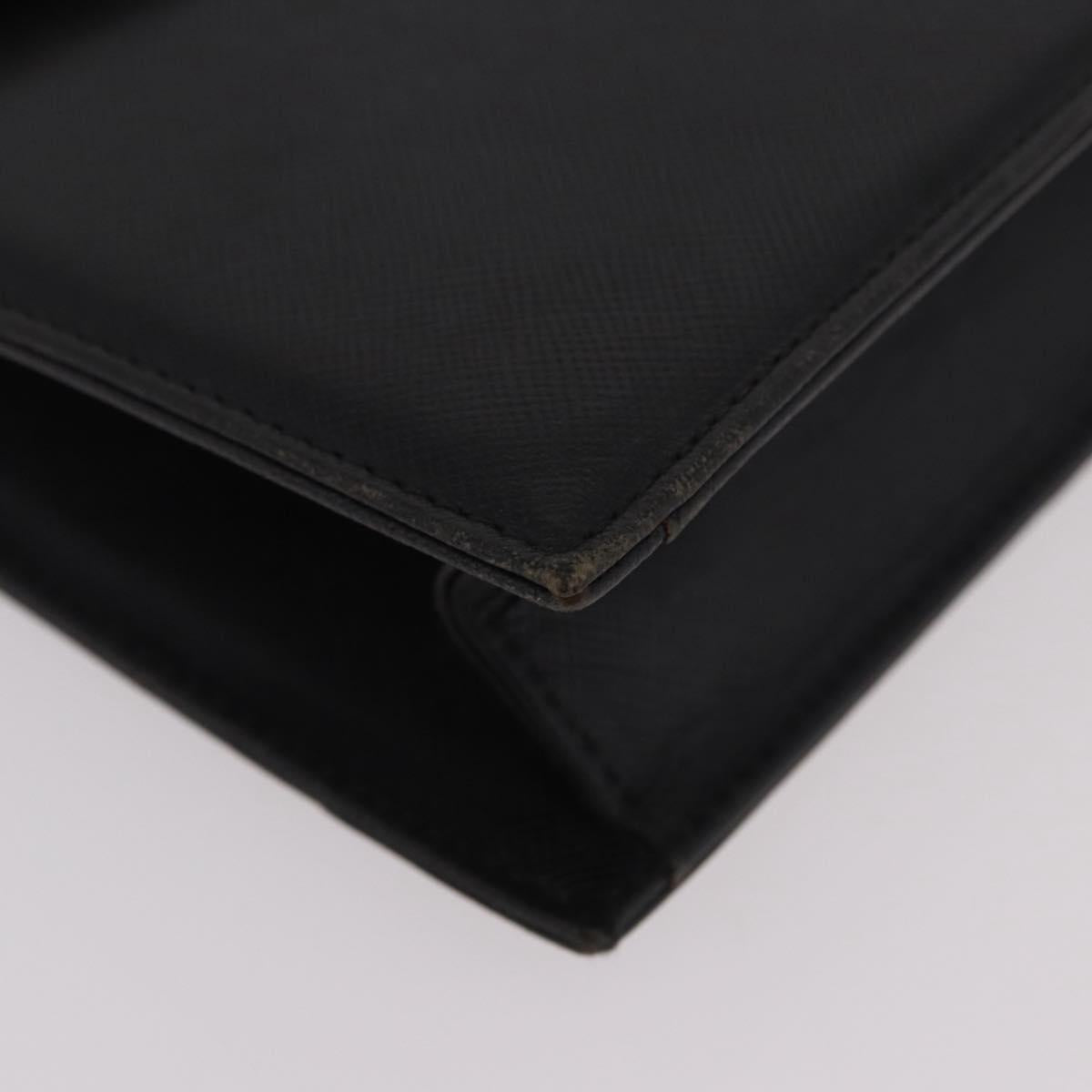SAINT LAURENT Clutch Bag Leather Black Gold Auth gh2190