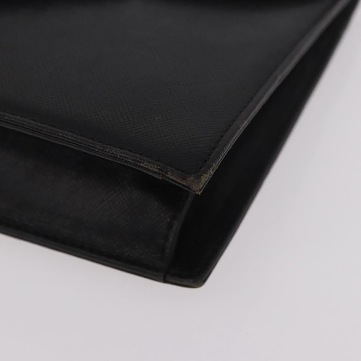 SAINT LAURENT Clutch Bag Leather Black Gold Auth gh2190