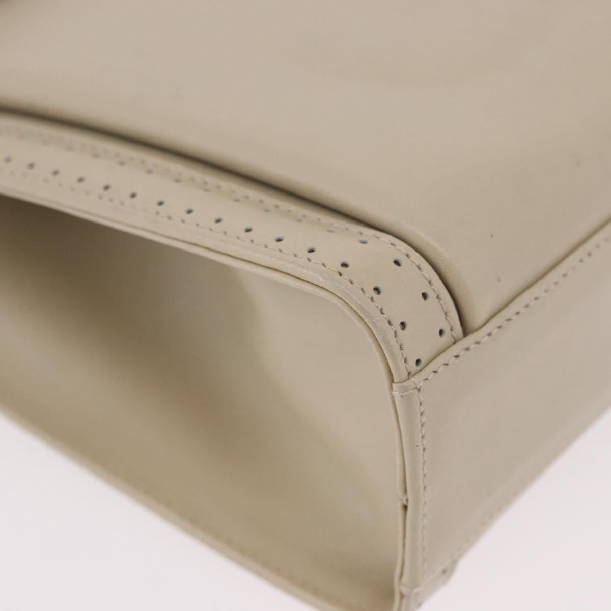 Salvatore Ferragamo Gancini Shoulder Bag Leather Ivory Gold Auth gh2195
