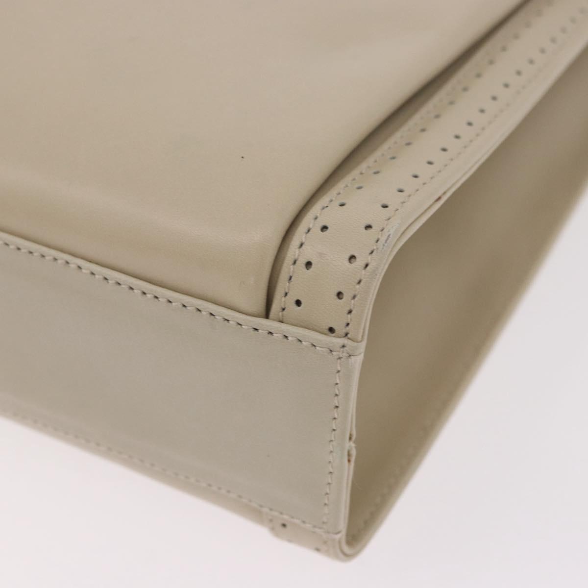 Salvatore Ferragamo Gancini Shoulder Bag Leather Ivory Gold Auth gh2195