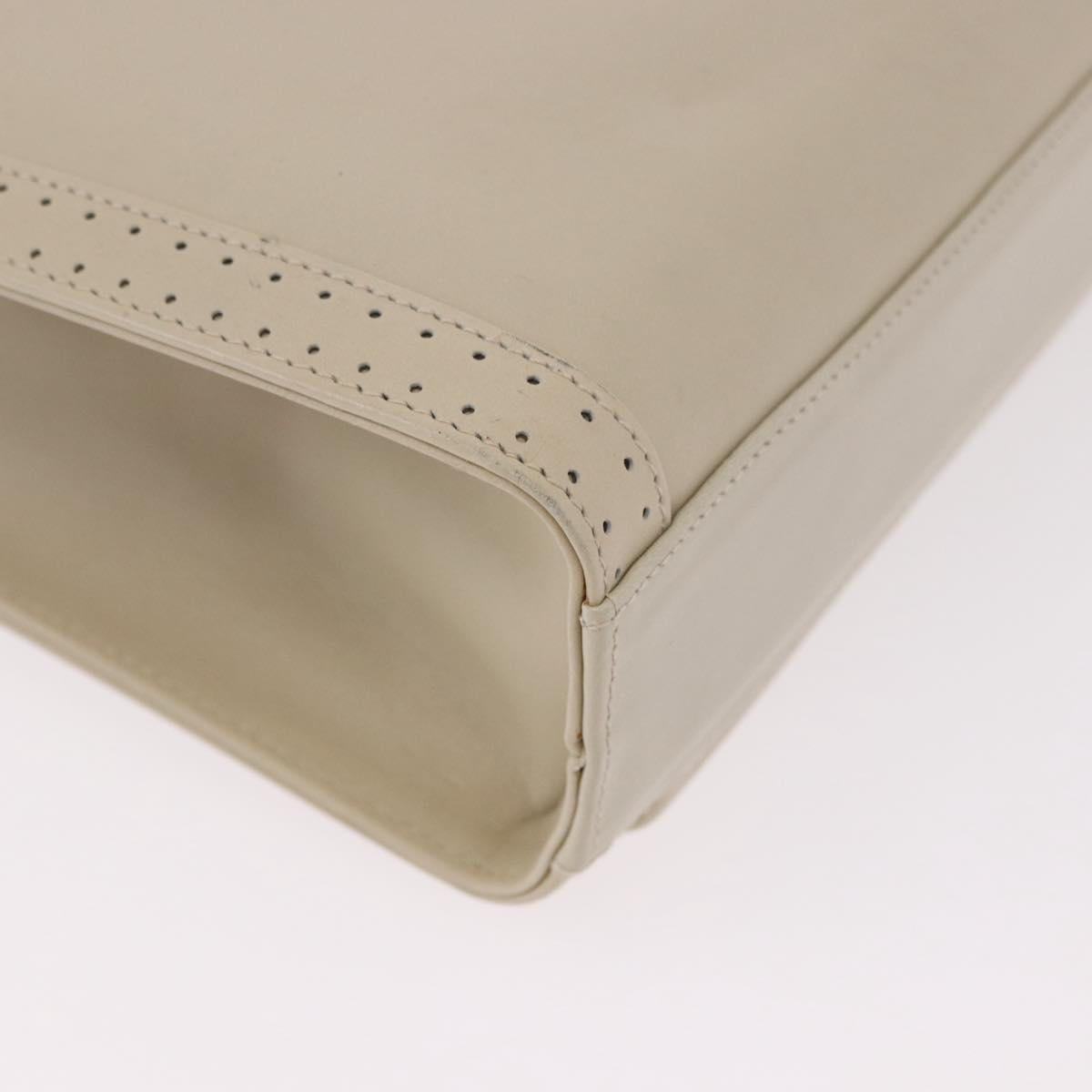 Salvatore Ferragamo Gancini Shoulder Bag Leather Ivory Gold Auth gh2195