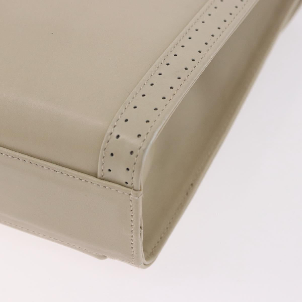 Salvatore Ferragamo Gancini Shoulder Bag Leather Ivory Gold Auth gh2195