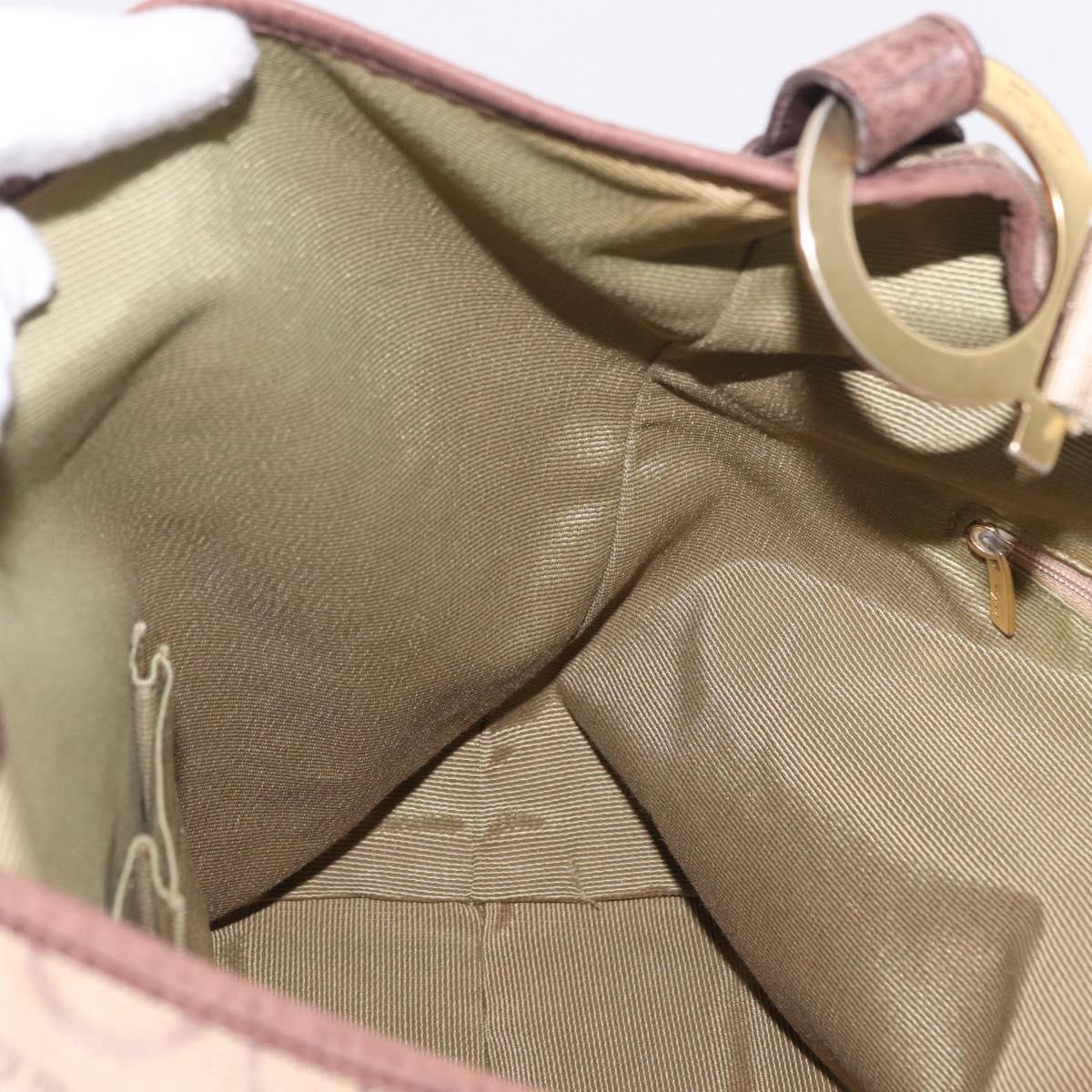 Salvatore Ferragamo Gancini Shoulder Bag Canvas Beige Gold Auth gh2197