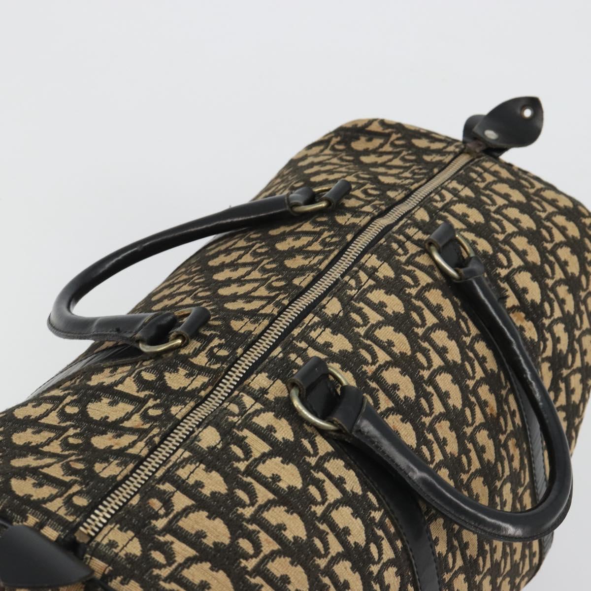 Christian Dior Trotter Canvas Boston Bag Navy Silver Auth gh2199